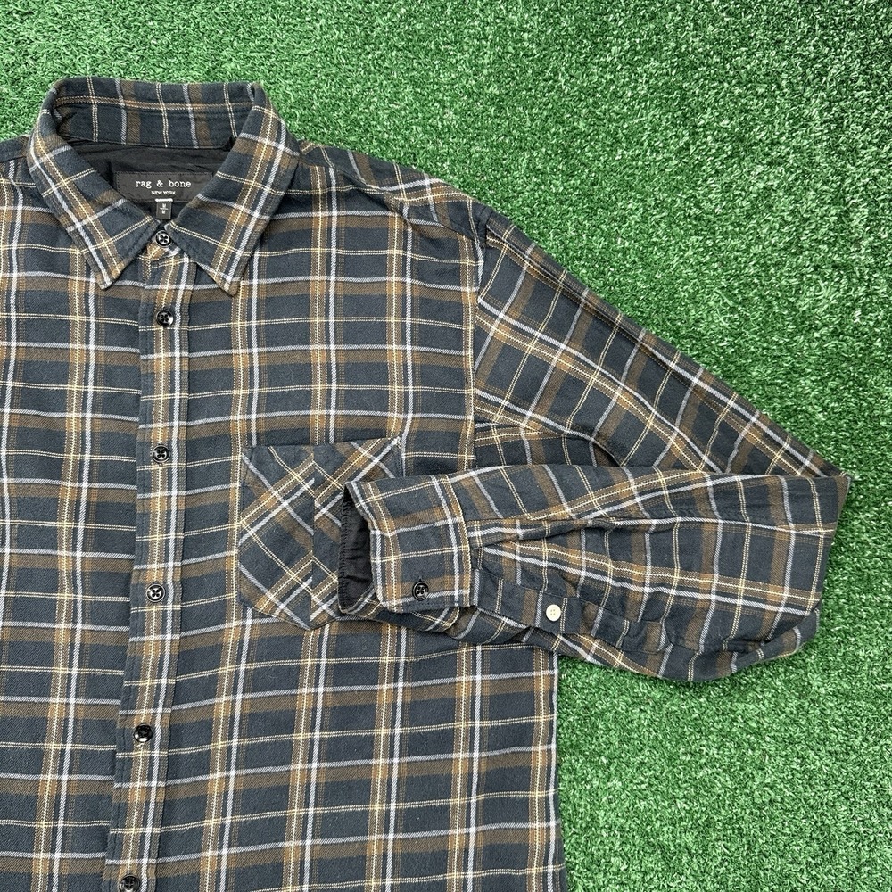 Rag & Bone New York Men's Plaid Lightweight Flannel Size Medium Blue Brown